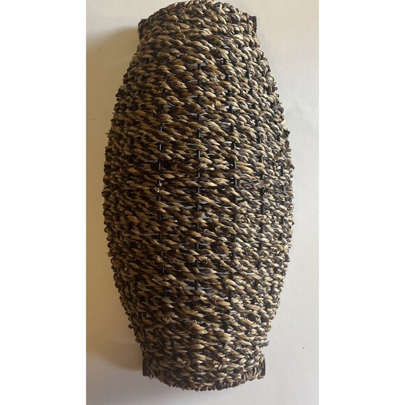 Woven Straw Baskets Oval Wood Handles Brown Nesting Set Of 3 Table Wall Rustic - Picture 3 of 16